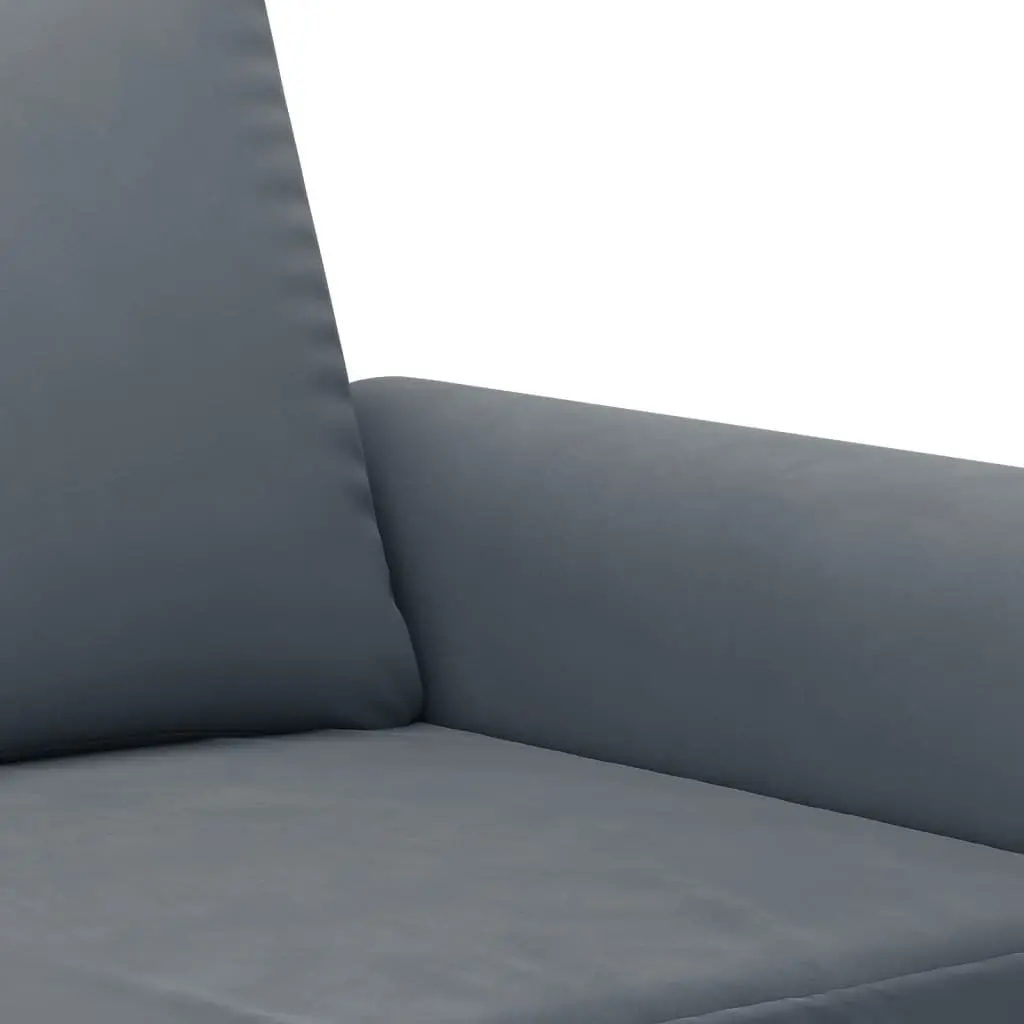 Grey Velvet Sofa Set with Footstool
