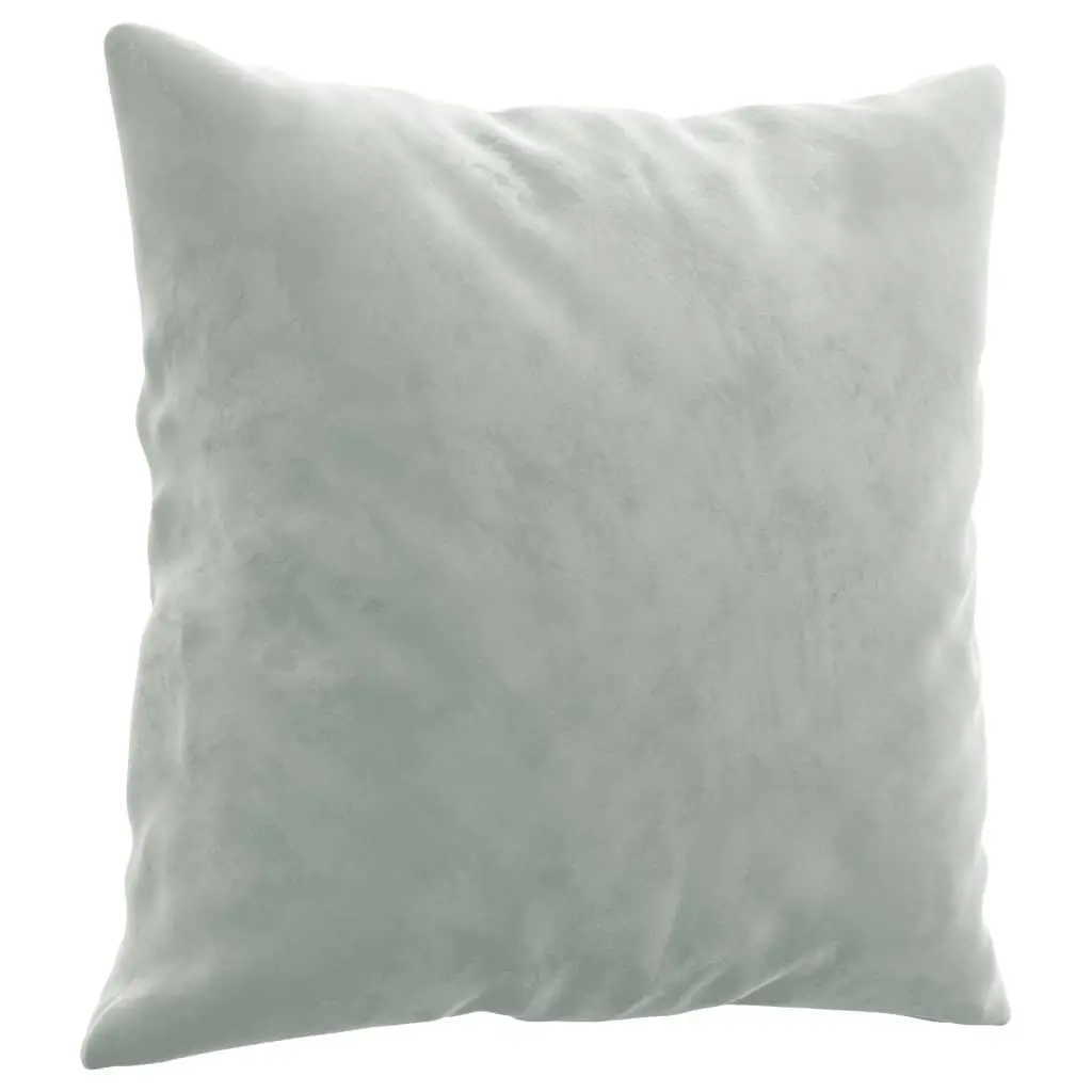 Grey Velvet Sofa Set with Throw Pillows