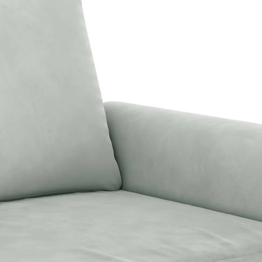 Grey Velvet Sofa Set with Throw Pillows