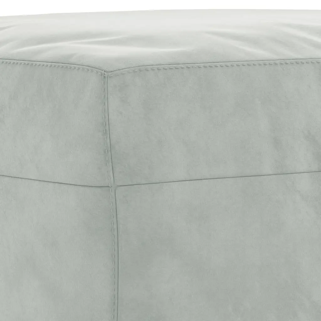 3 Piece Sofa Set Grey Velvet Couch with Throw Pillows Footstool