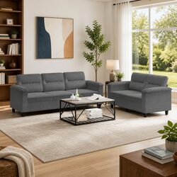 Comfortable and Affordable 2 Piece Grey Sofa Set