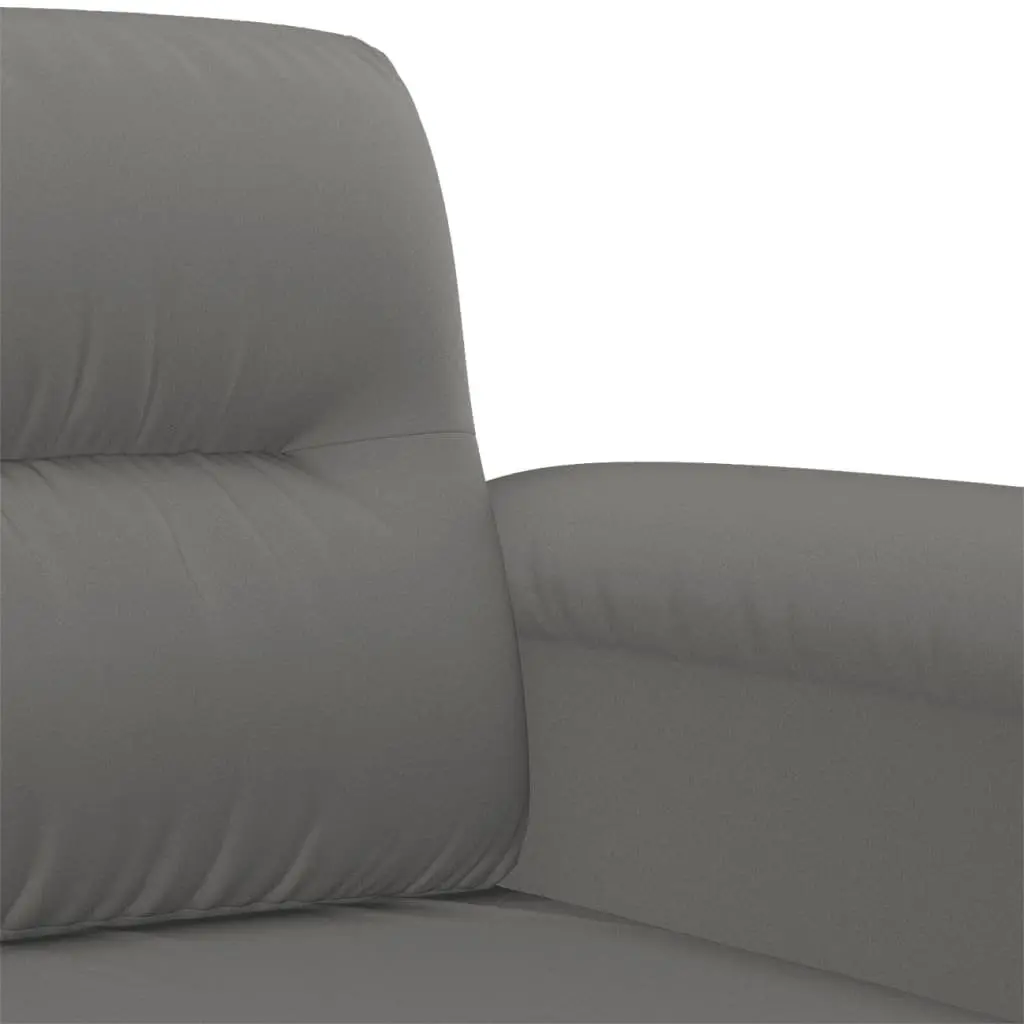 Sofa Set Grey Microfibre Fabric Cushions Living Room Furniture 2 Piece