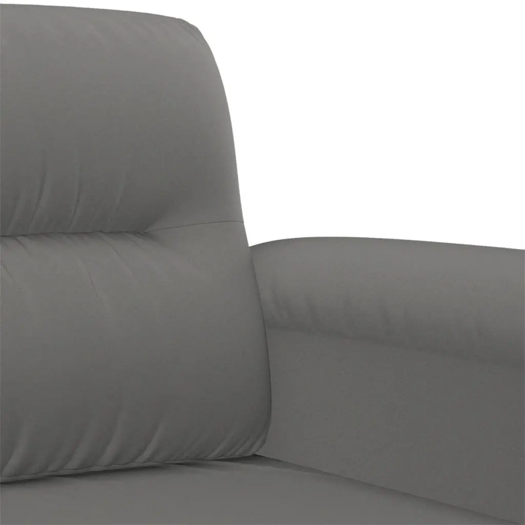 Sofa Set Grey Microfibre Fabric Lounge 2 Piece with Throw Pillows