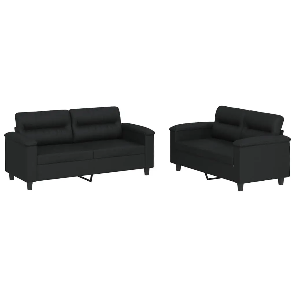 Sofa Set Lounge Couch 2 Piece Black Faux Leather