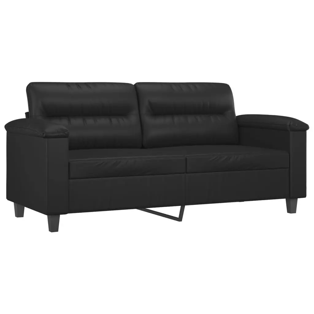 Sofa Set Black Faux Leather Living Room Furniture 2 Piece