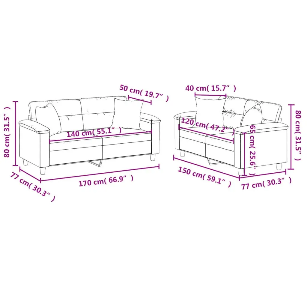 Sofa Set Black Faux Leather Living Room Furniture 2 Piece