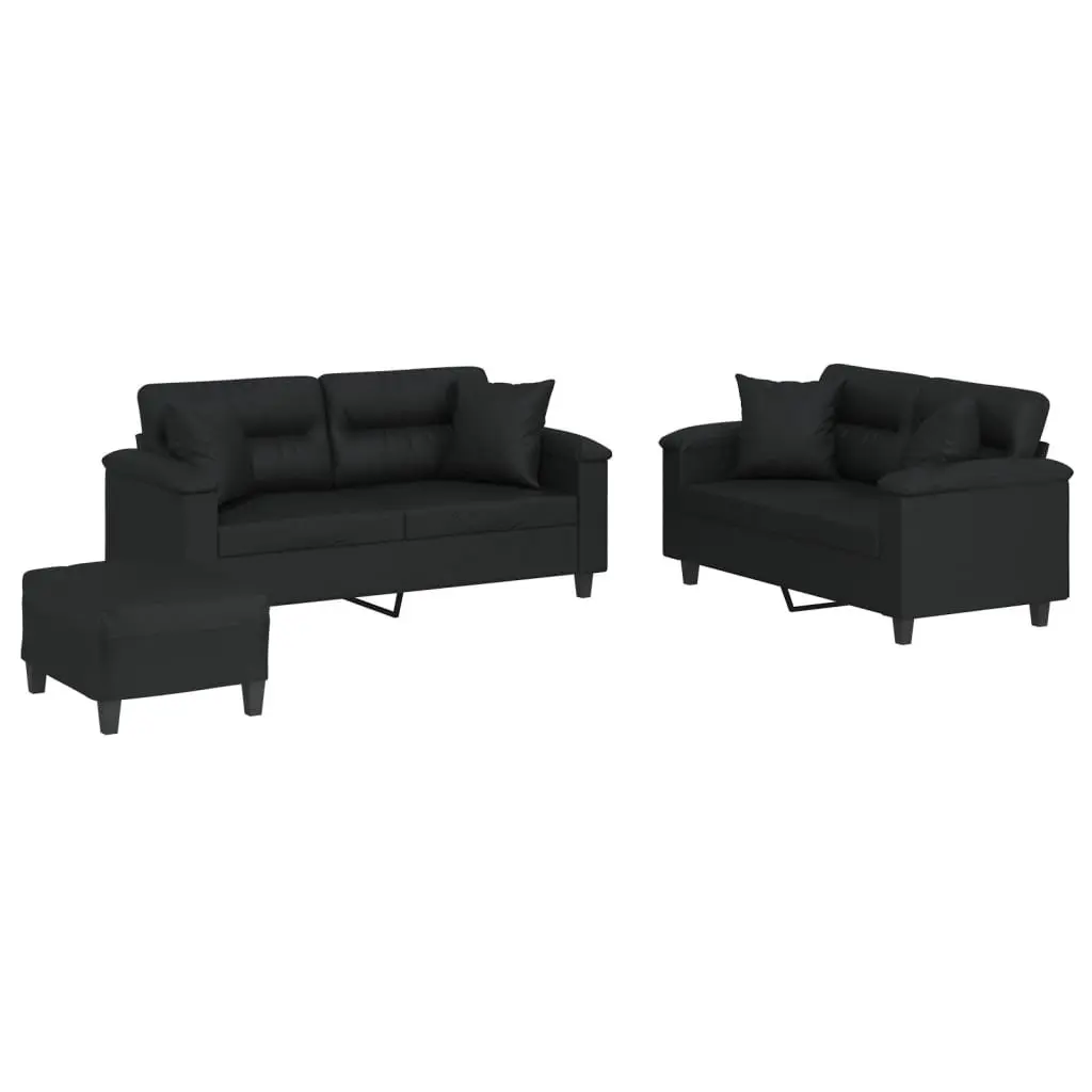 Black Faux Leather Sofa Set