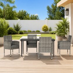 Comfortable 5 Piece Garden Dining Set in Grey and Black