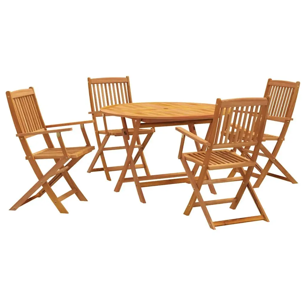 5 Piece Garden Dining Set Outdoor Furniture Solid Acacia Wood Brown