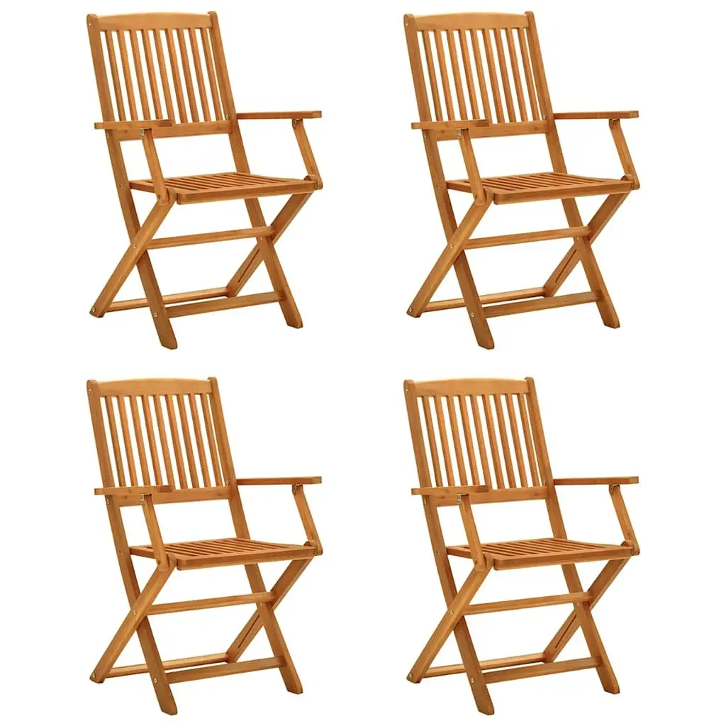5 Piece Garden Dining Set Outdoor Furniture Solid Acacia Wood Brown
