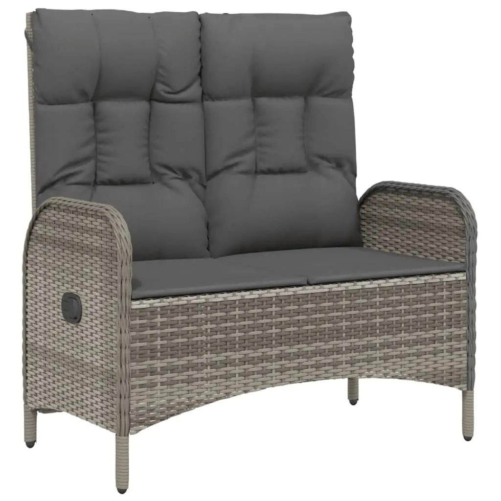Garden Dining Set Outdoor Furniture 2 Piece Grey Poly Rattan Table Bench