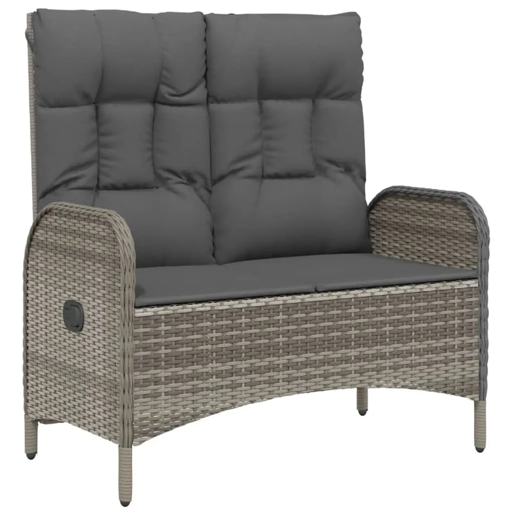 4 Piece Outdoor Furniture Set Grey Poly Rattan Dining Table Bench Chairs