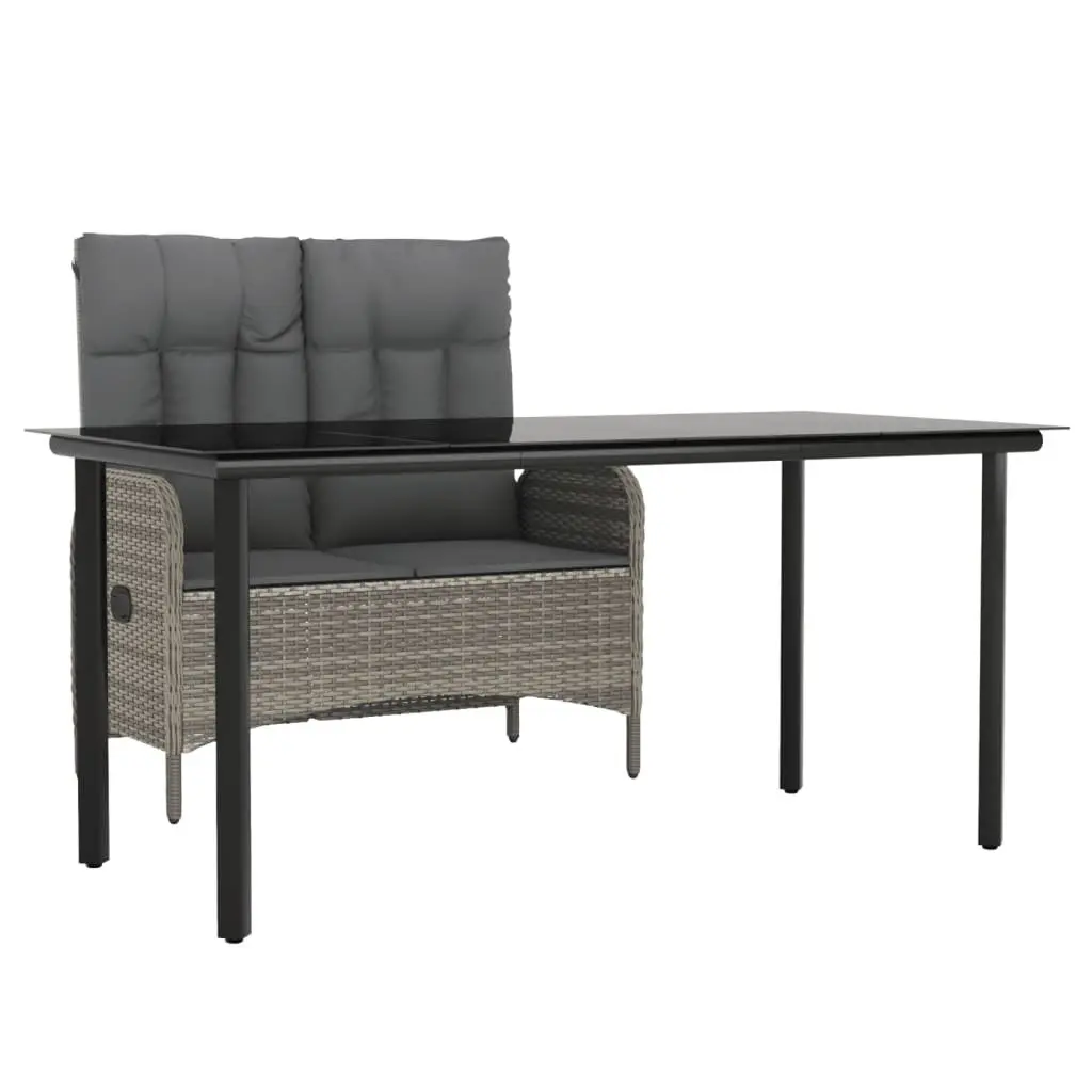Garden Dining Set 2 Piece Outdoor Furniture Grey Poly Rattan Table Bench