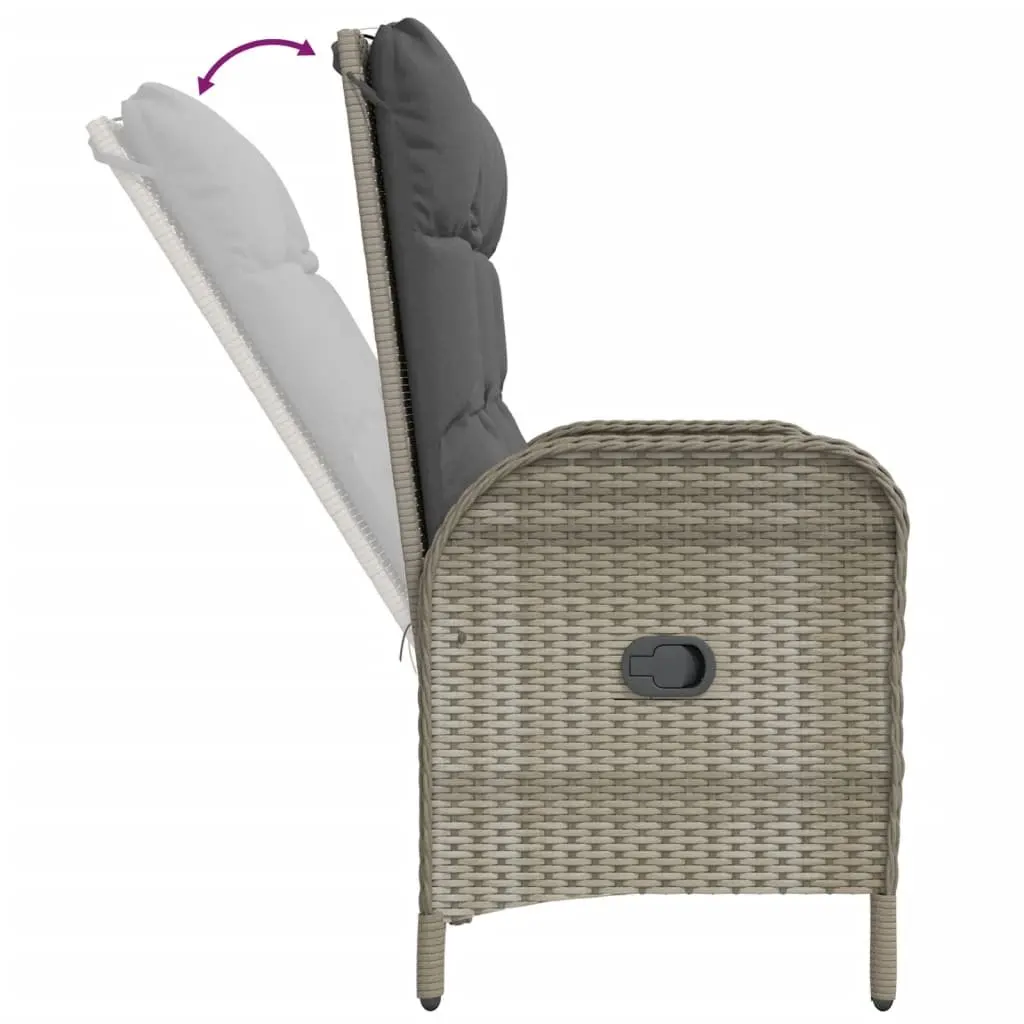 Garden Dining Set 2 Piece Outdoor Furniture Grey Poly Rattan Table Bench