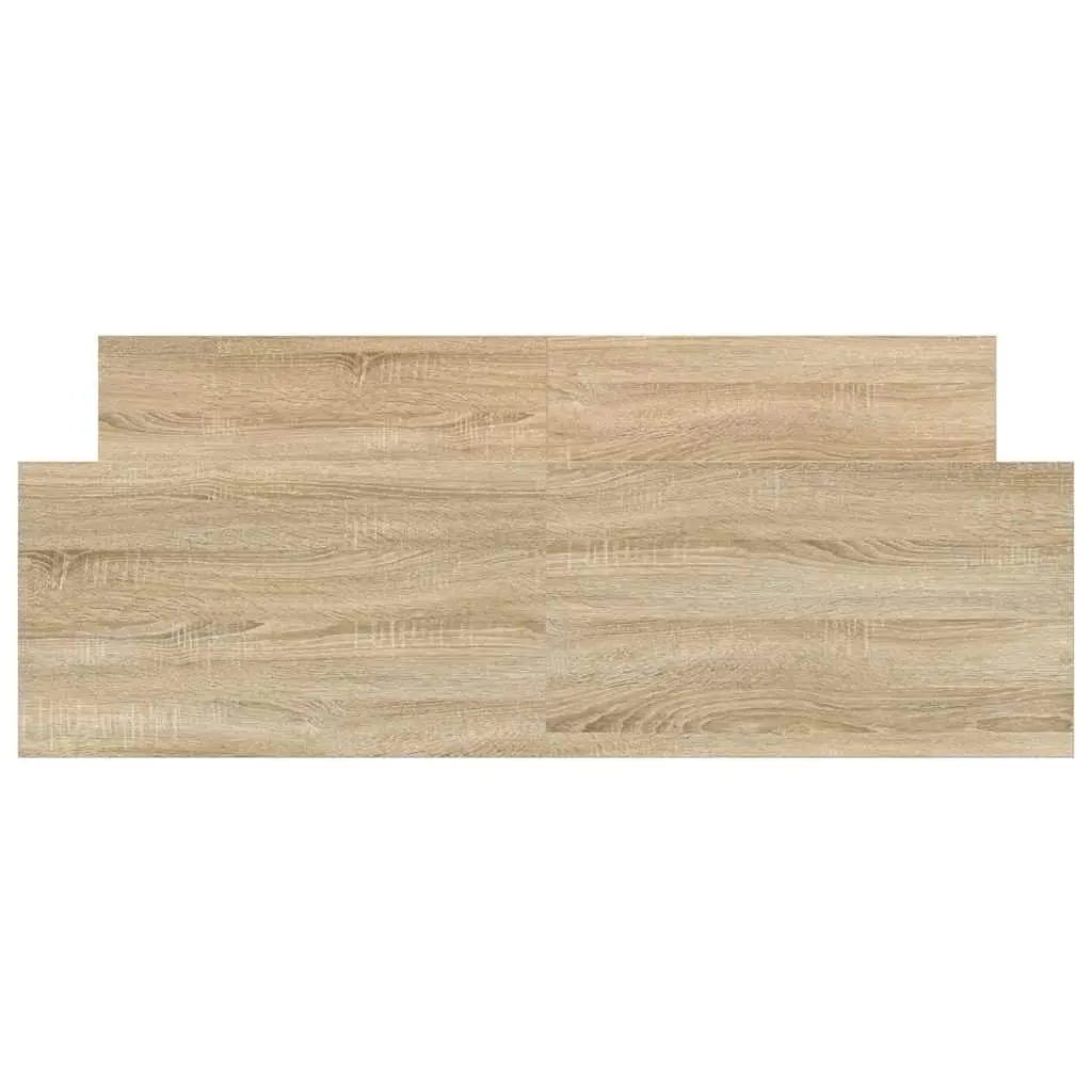 Bed Frame 135x190 cm Sonoma Oak Brown Engineered Wood Headboard Footboard Slats