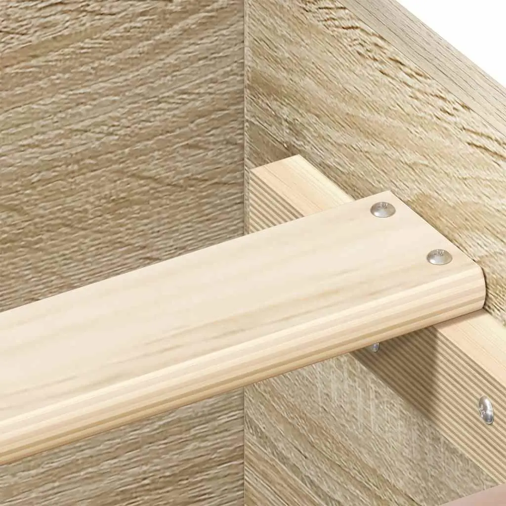 Bed Frame 135x190 cm Sonoma Oak Brown Engineered Wood Headboard Footboard Slats