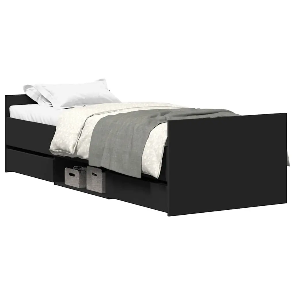 Black Bed Frame 90x190 cm with Ample Storage