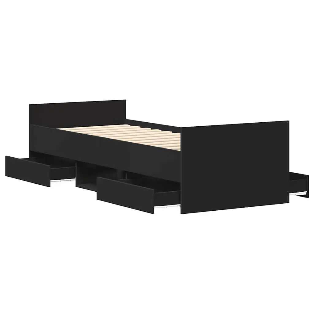 Black Bed Frame 90x190 cm with Ample Storage