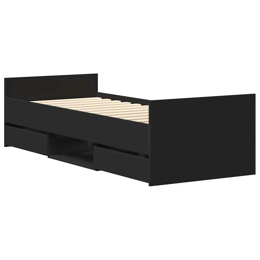 Black Bed Frame 90x190 cm with Ample Storage