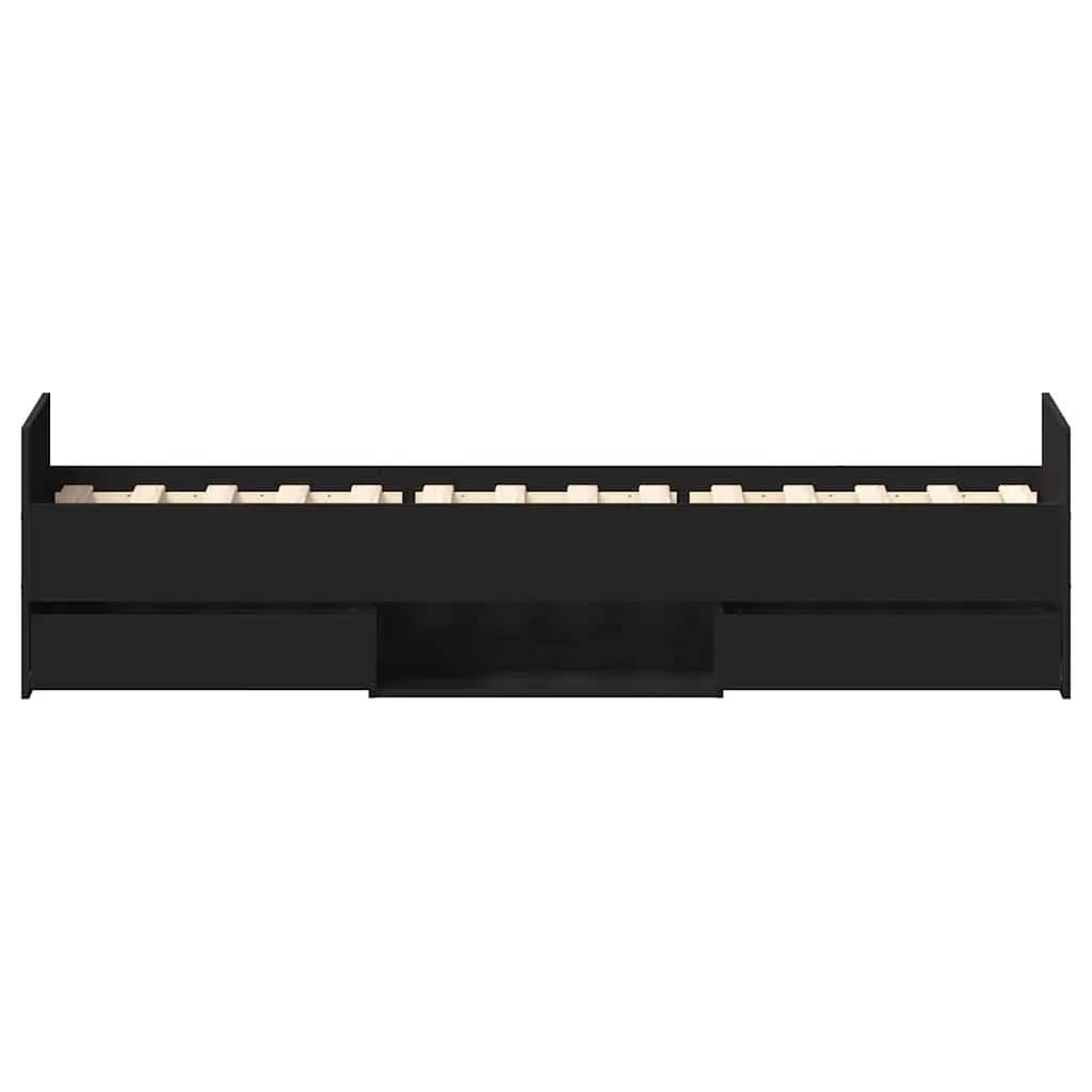 Black Bed Frame 90x190 cm with Ample Storage