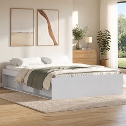 Durable White Bed Frame with Storage Options