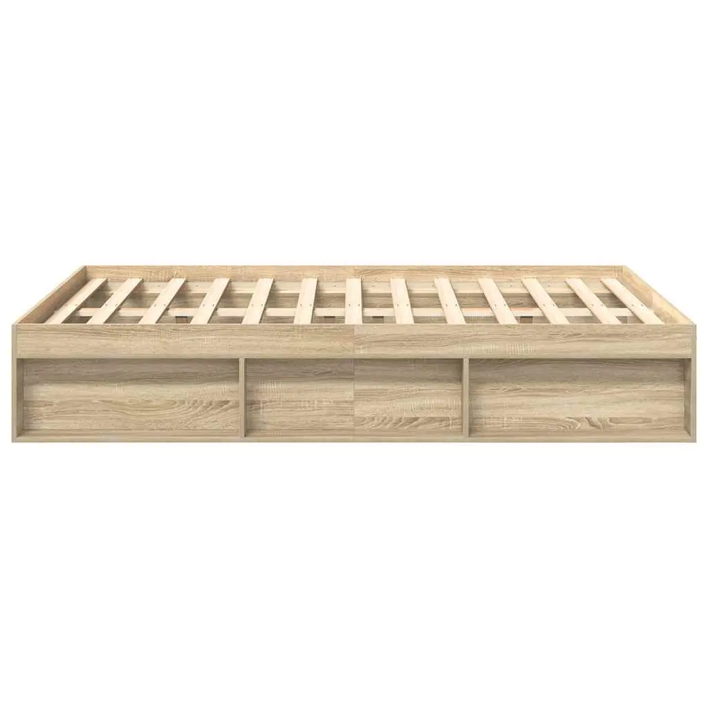 Bed Frame Storage Compartments Brown Engineered Wood Plywood Slats 150x200 cm