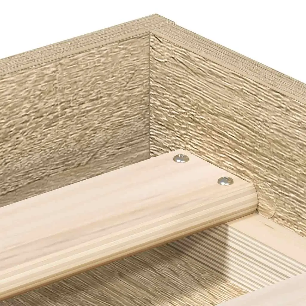 Bed Frame Storage Compartments Brown Engineered Wood Plywood Slats 150x200 cm