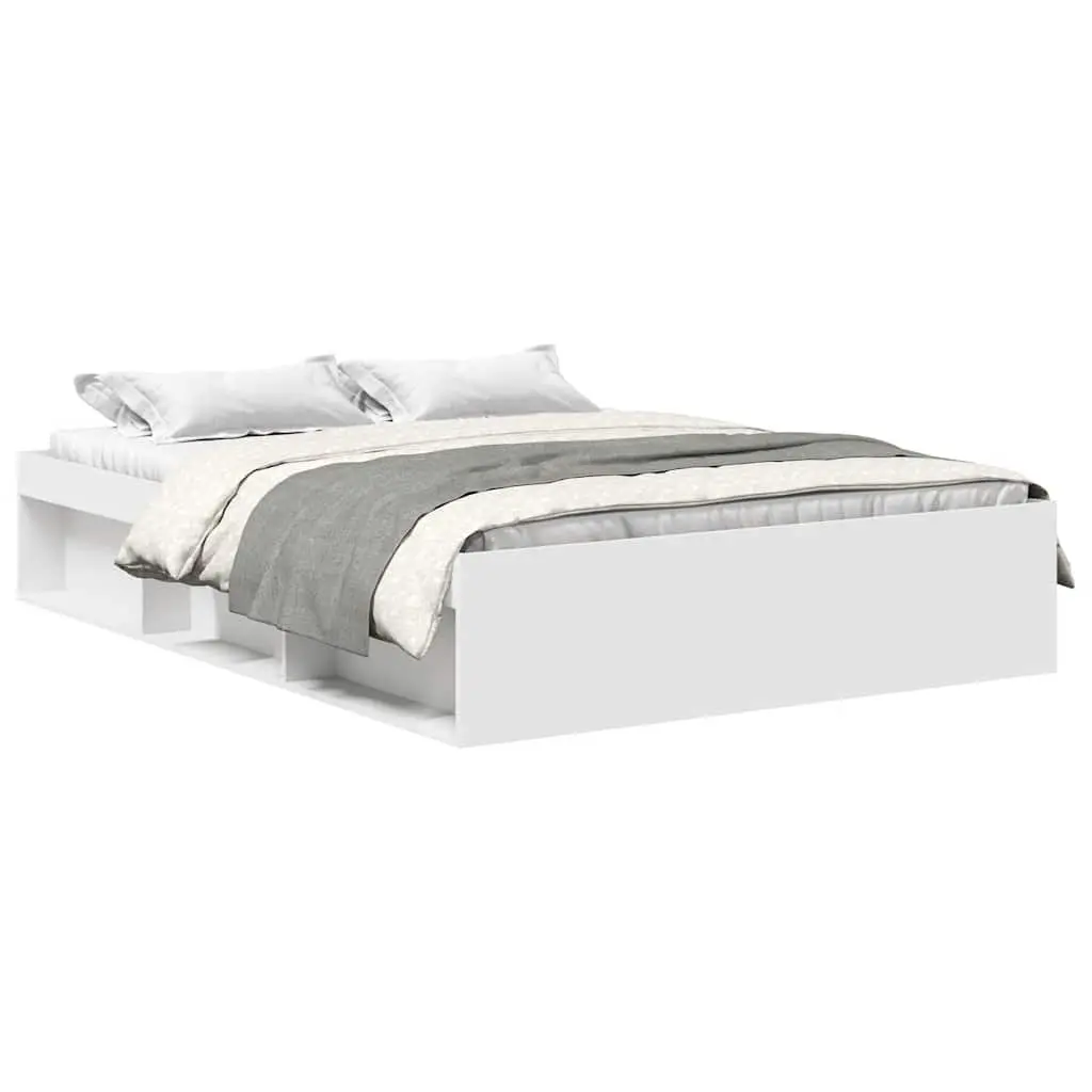 Bed Frame White 135x190 cm Modern Storage Platform