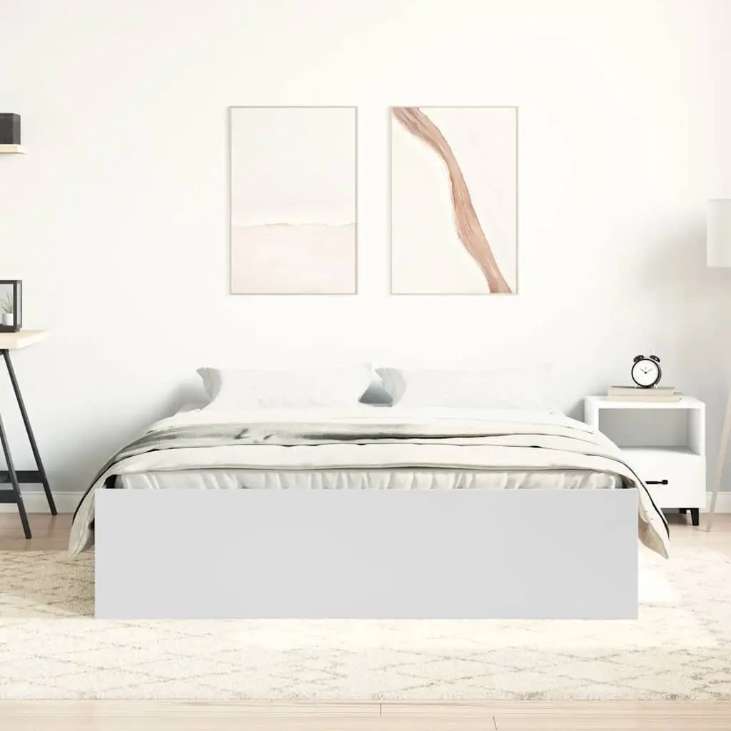 Bed Frame White 135x190 cm Modern Storage Platform