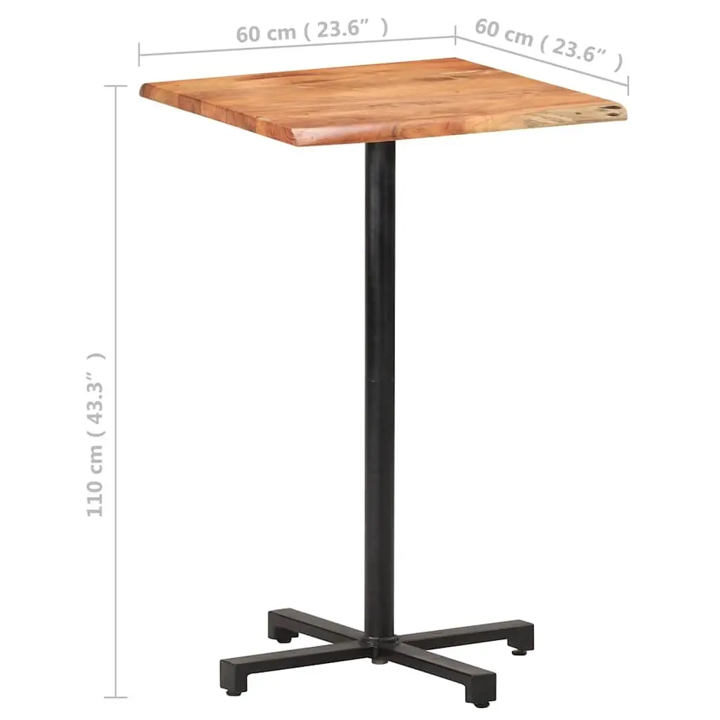 Bar Table Live Edge Solid Acacia Wood 60x60x110cm Brown Kitchen Dining Furniture