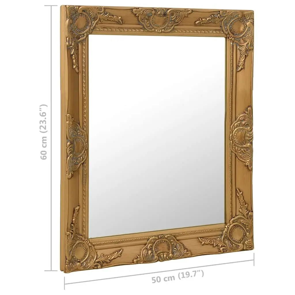 Wall Mirror Baroque Style 50x60 cm Gold Frame Decorative Home Decor
