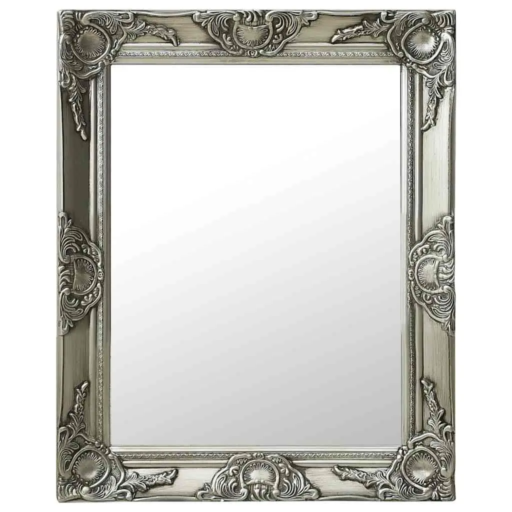 Wall Mirror Baroque Style Ornate Decorative 50x60 cm Silver