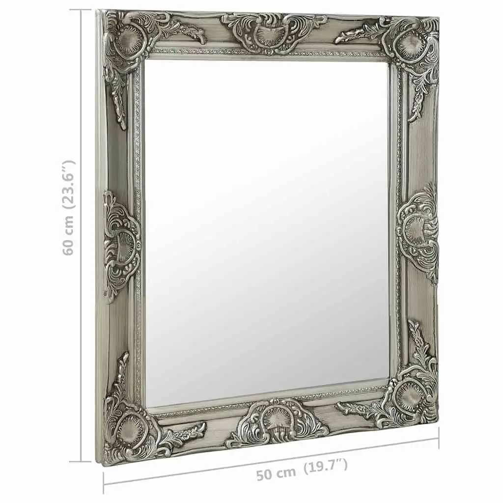 Wall Mirror Baroque Style Ornate Decorative 50x60 cm Silver