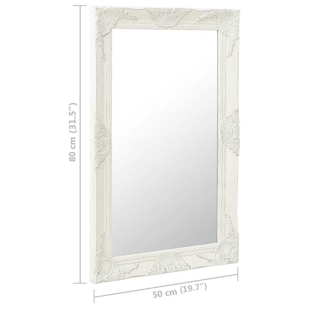 Wall Mirror Baroque Style Decorative Bevelled Edge 50 x 80 cm White