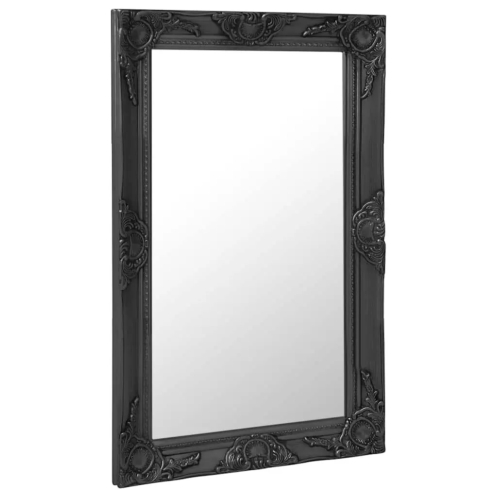 Wall Mirror Decorative Baroque Style 50x80cm Black Antique Look