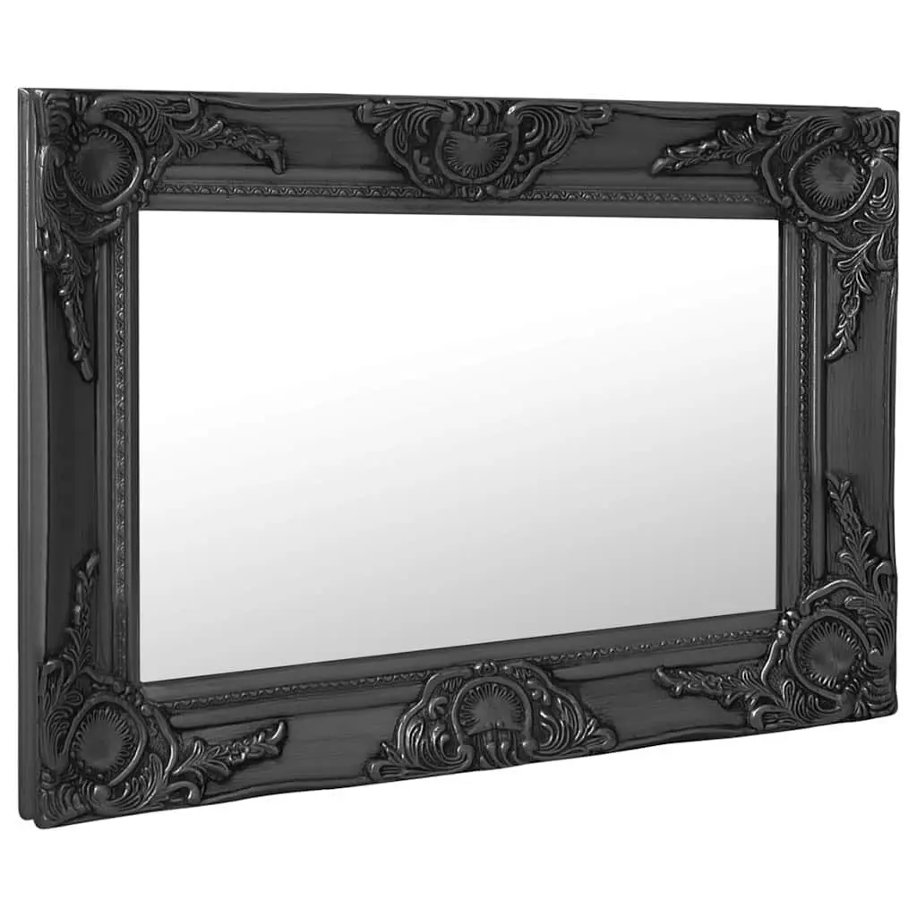 Wall Mirror Baroque Style 60x40 cm Black Ornate Frame Decor