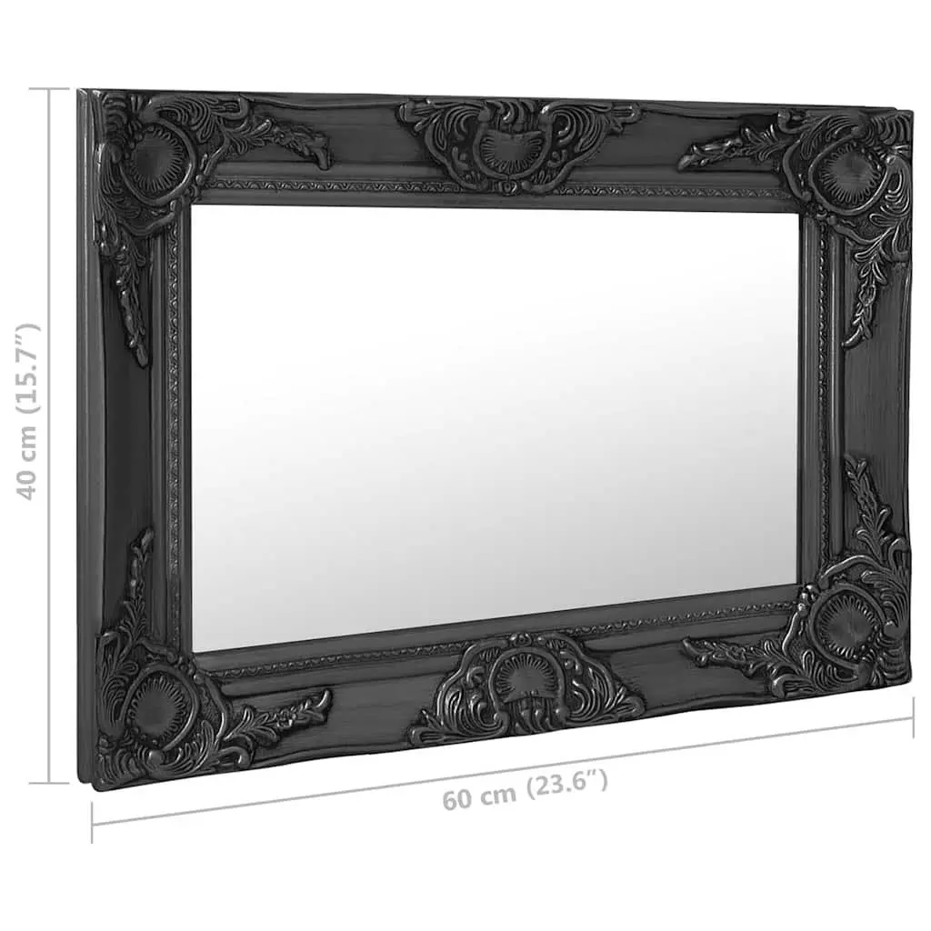 Wall Mirror Baroque Style 60x40 cm Black Ornate Frame Decor