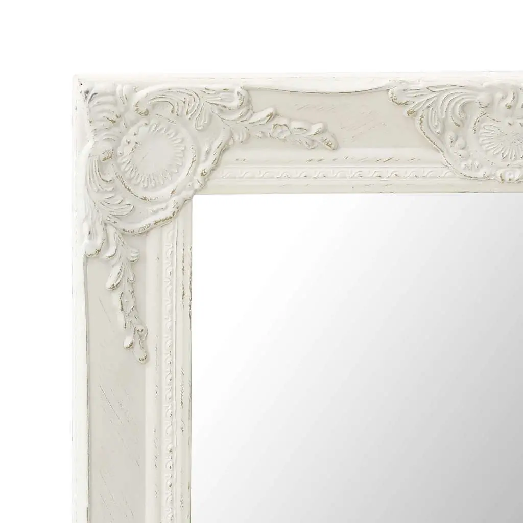 Wall Mirror Baroque Style 60x60 cm White Ornate Frame Decor