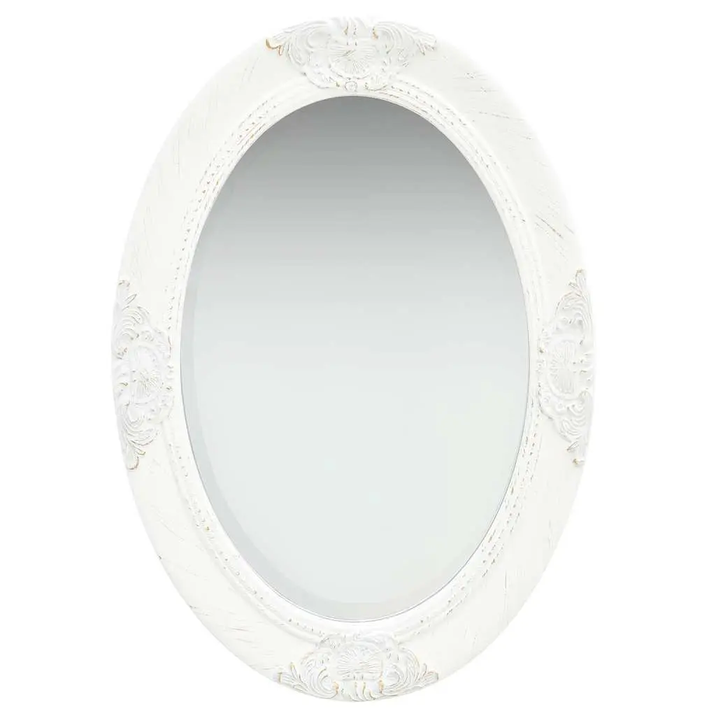 Wall Mirror Baroque Style 50x70 cm White Ornate Frame Decor