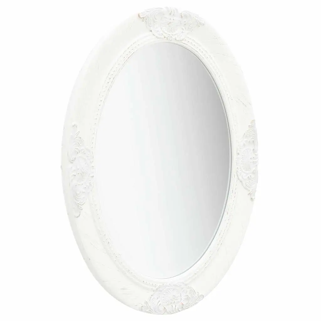 Wall Mirror Baroque Style 50x70 cm White Ornate Frame Decor