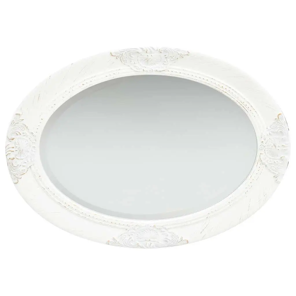 Wall Mirror Baroque Style 50x70 cm White Ornate Frame Decor