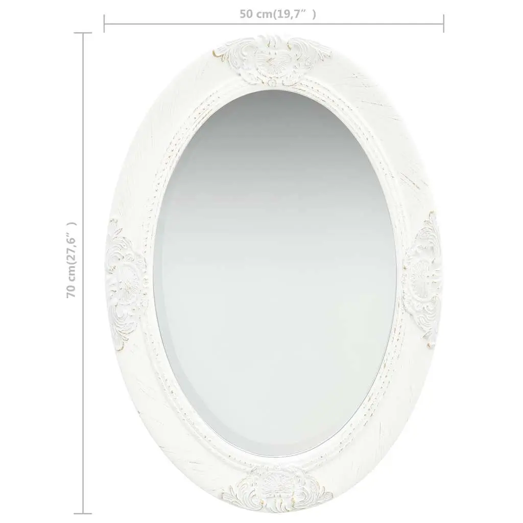 Wall Mirror Baroque Style 50x70 cm White Ornate Frame Decor