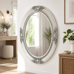 Durable Baroque Wall Mirror Silver 50x70 cm