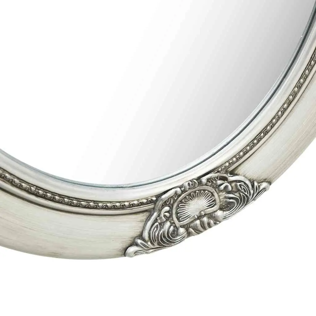 Baroque Wall Mirror Silver 50x70 cm Ornate Wooden Frame Bevelled Edge Home Decor