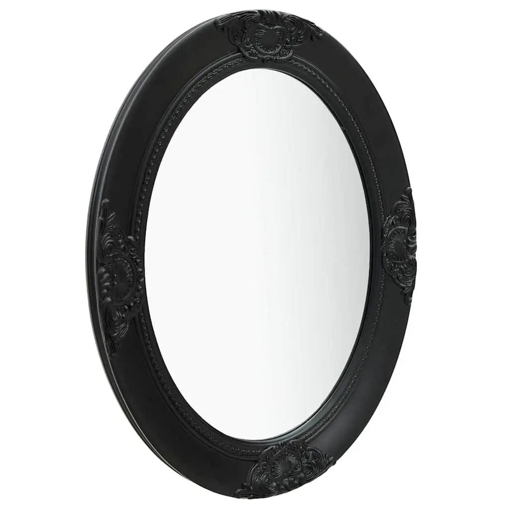 Wall Mirror Baroque Style 50x70 cm Black Ornate Frame Decor