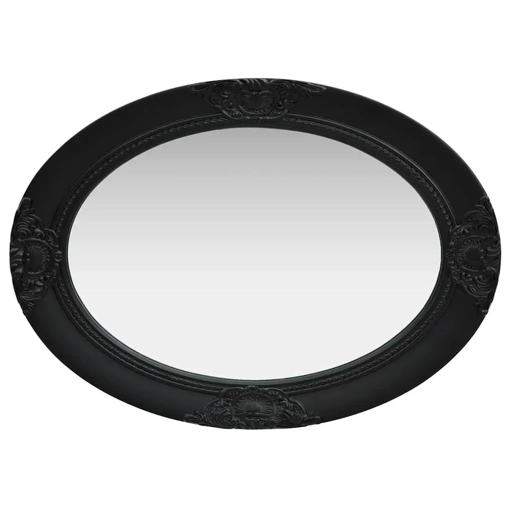 Wall Mirror Baroque Style 50x70 cm Black Ornate Frame Decor