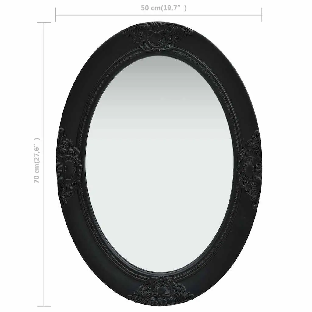 Wall Mirror Baroque Style 50x70 cm Black Ornate Frame Decor