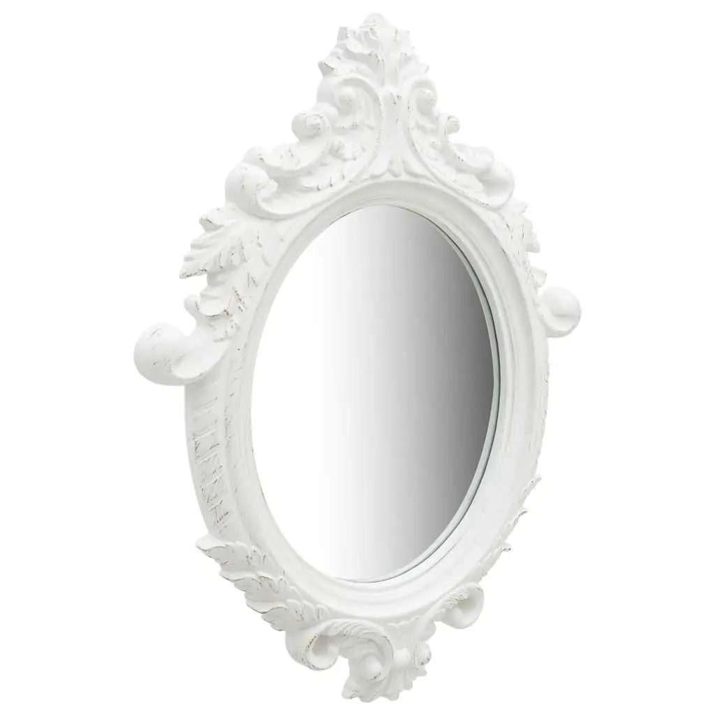 Wall Mirror Castle Style 56x76 cm White Ornate Frame Decor Dressing Room