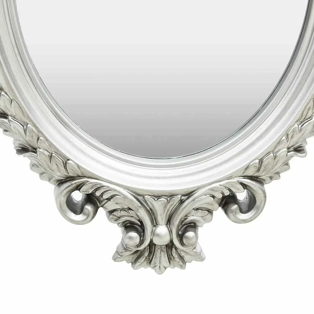 Ornate Silver Frame Wall Mirror Castle Style 56x76cm Decorative Home Accent