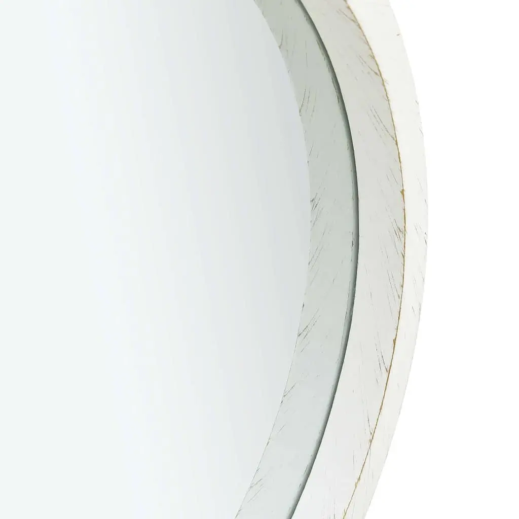 Round Wall Mirror 40cm White Wooden Frame Hanging Strap